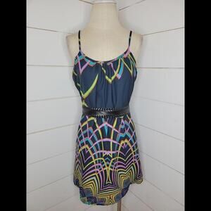 Glam small blue with multicolored accents lightweight mini dress